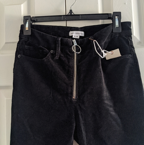 GOOD AMERICAN Good Legs Exposed Zipper Velvet Skinny Jeans - Picture 5 of 7